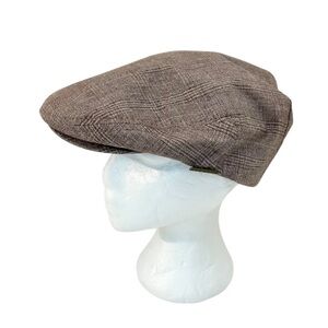 Stetson Men's Brown Plaid Linen Flat Cap